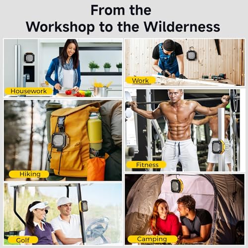 ShellHome 30W Magnetic Jobsite Portable Bluetooth Speaker w/ Hook (Yellow) - image 7