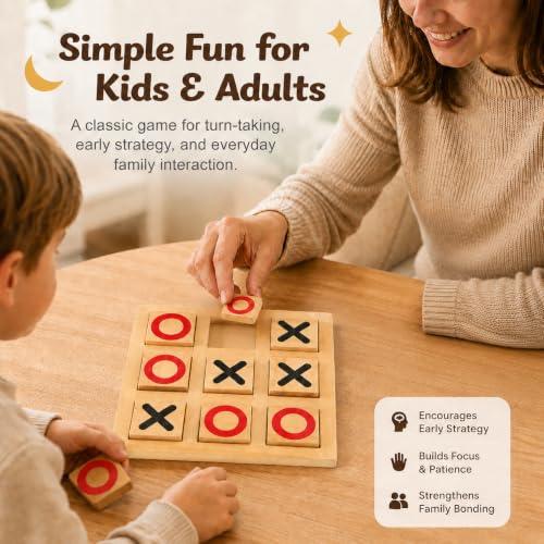 Juego de mesa Pedolini Tic Tac Toe de madera 5.9 in miniatura 5
