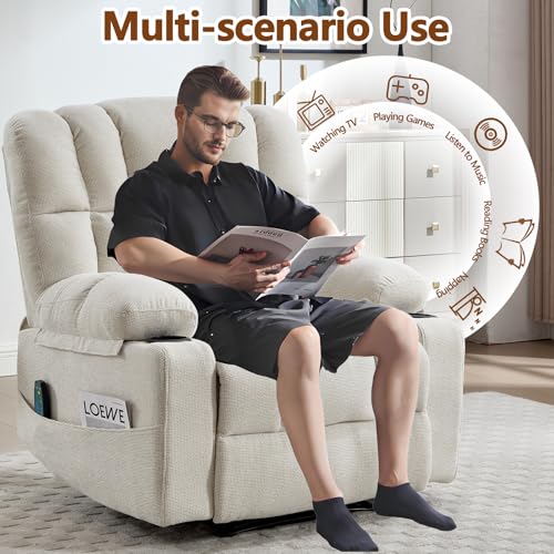 Sillón reclinable manual beige tejido cómodo miniatura 5