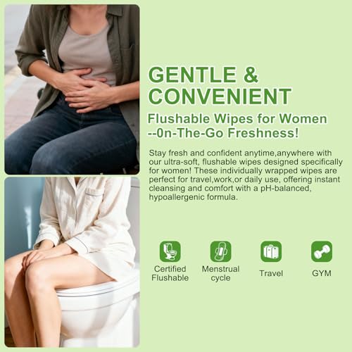 Image of twoworld 50 Feminine Wipes Flushable Travel Individually Wrapped