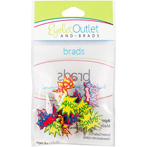 EYELET OUTLET 154 Shape Brads 12/Pkg-Super Hero Words