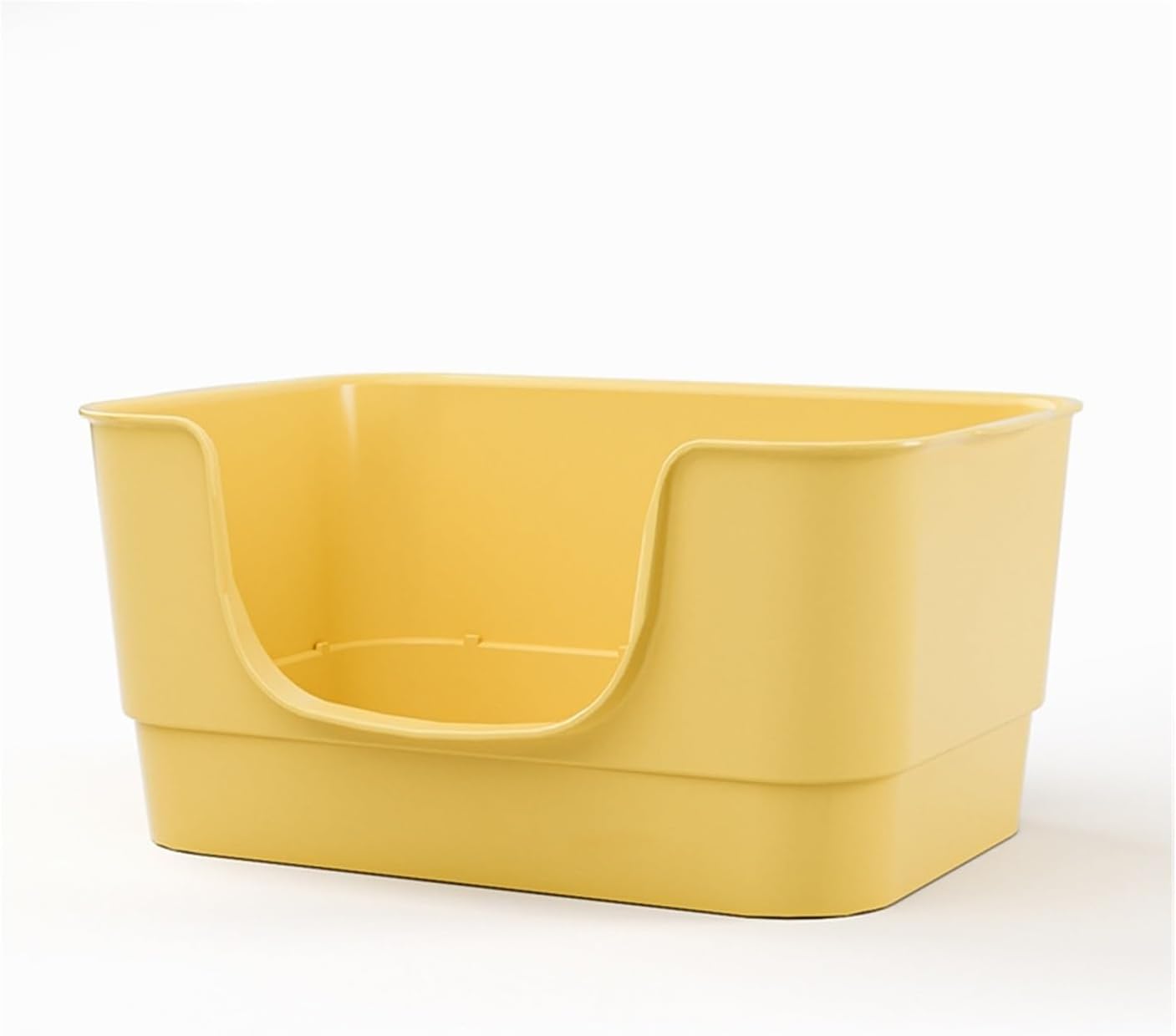 Open Top U-Shape Cat Litter Box with Lowered Front & High Sides, Portable Sifting Litter Tray for All Cats (71cm)(Purple)