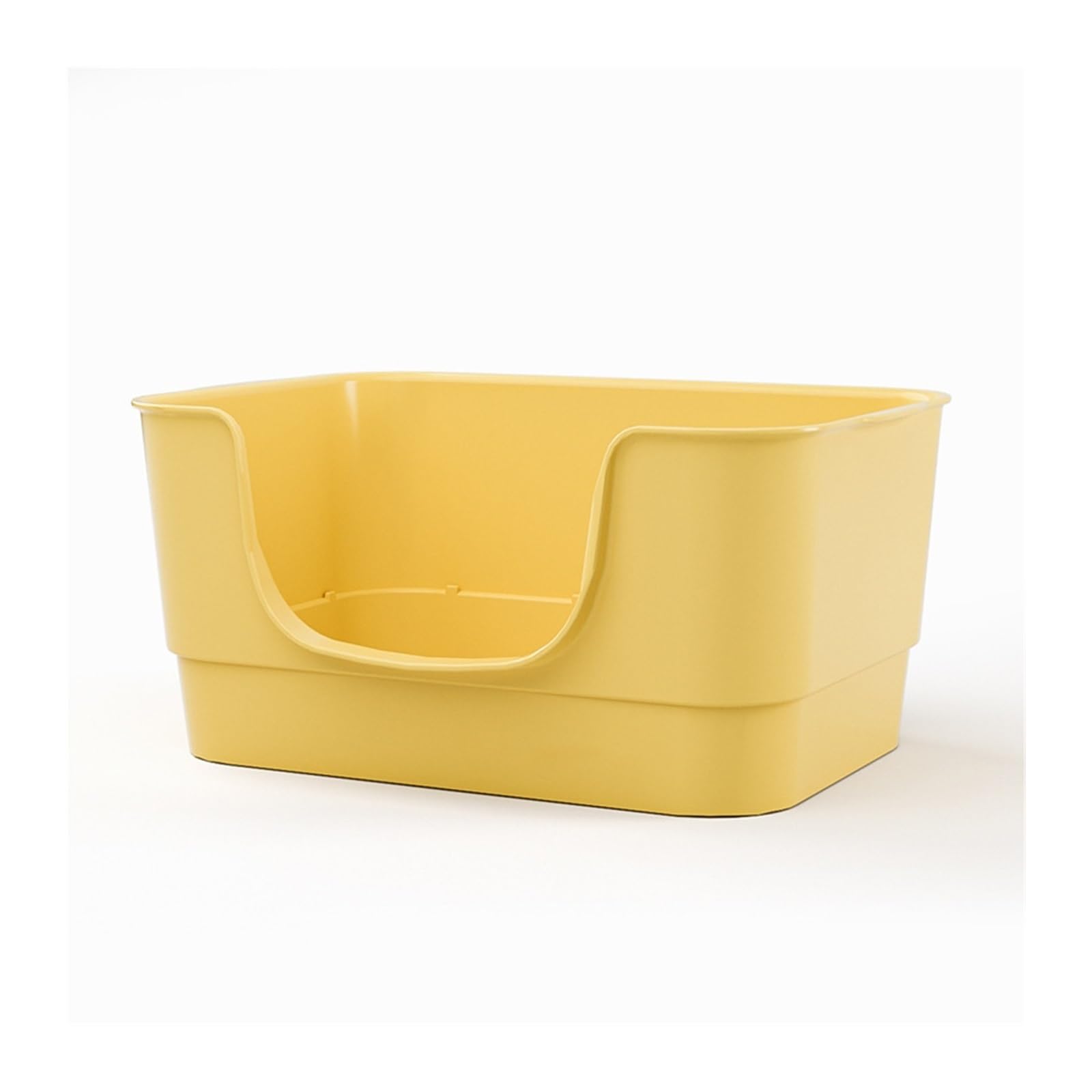 Caja de arena para gatos en forma de U de 71 cm en color amarillo con lados altos
