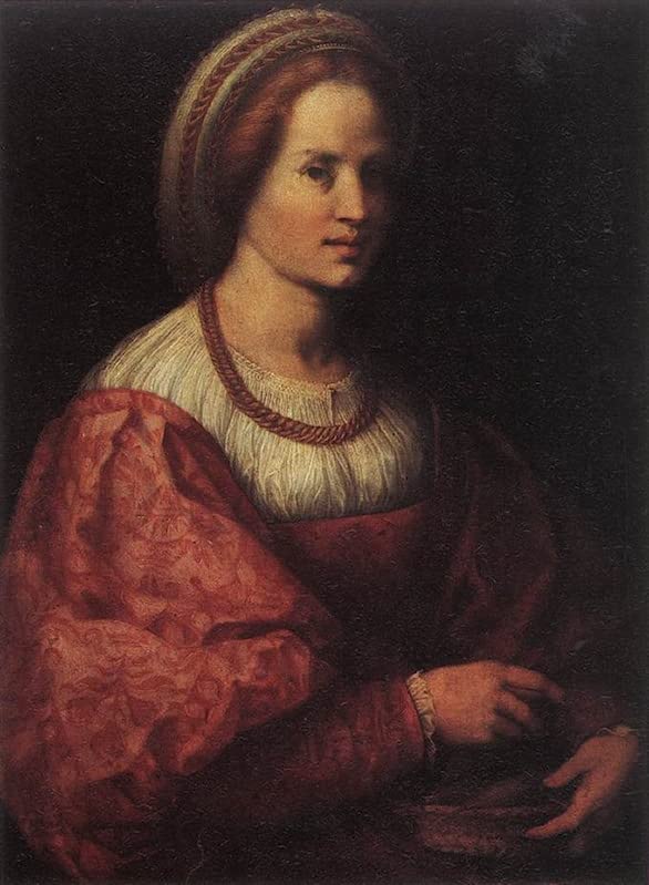 Portrait de femme au panier de fuseaux Andrea Del Sarto affiche toile décoration murale 60x90cm