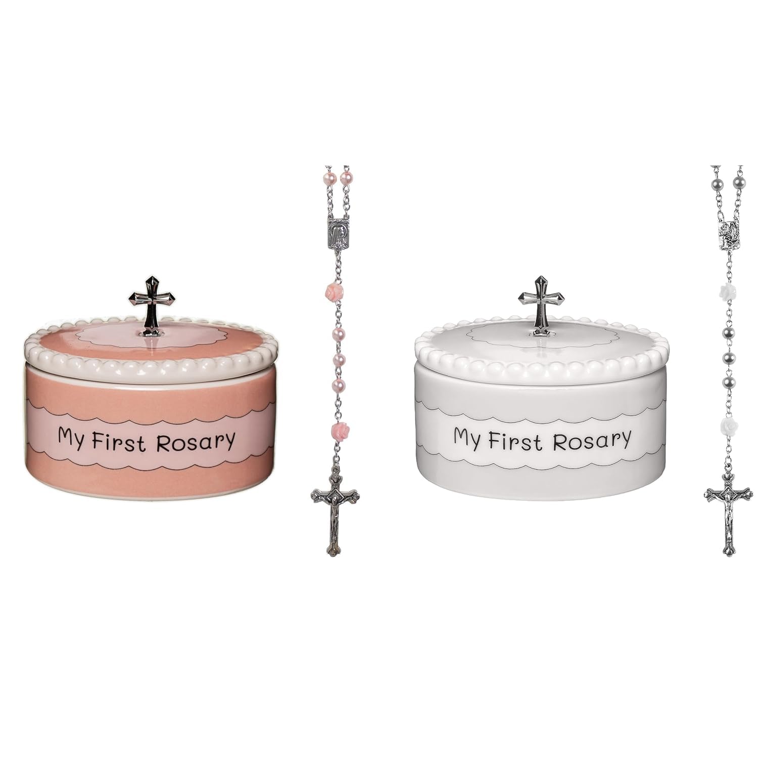 CASCADE GOODS My First Rosary and Keepsake Box Set White and Pink