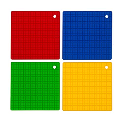 4 Piece Premium Silicone Trivet mats Flexible Pot Holders