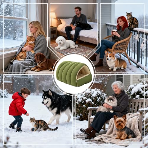 Katzenbett Haus - Gemütliches Haustierzelt-Nest für Wärme und Komfort, weiches Kissen innen mit rutschfestem Boden, Kätzchen-Höhlenbett für Katzen, Hunde, Welpen, drinnen, draußen, Wohnzimmer, Winter