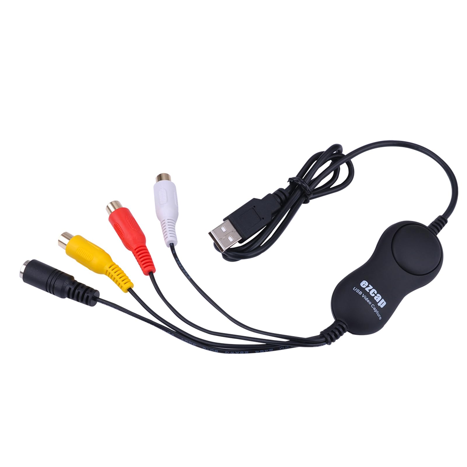 Docooler Tarjeta de grabación de vídeo USB 2.0 UVC, convertidor de VHS a digital, caja de grabación de vídeo compatible con entrada CVBS y S-Video, convierte VHS/DVD, VCR, videocámara, reproductor de