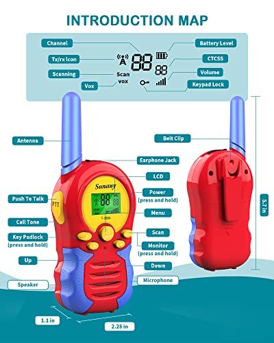 Toys For 3-12 Year Old Girls & Boys, Walkie Talkies For Kids 2 Pack, 3 Km 22 Channels Two Way Radio Kids Toys, 3 4 5 6 7 8 9 10 11 12 Years Old Boys Girls (Red) #TOP6