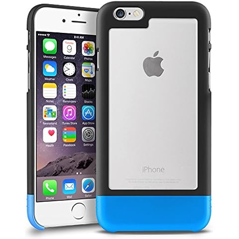 INSTEN TriTone Slim Hard Case Cover with Fingerprint Free for Apple iPhone 6 - Retail Packaging - Black/Clear/Blue Cover