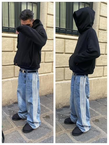 EMMIOL Striped Jeans for Men Loose Fit Straight Leg Vintage Streetwear4