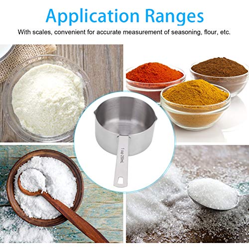 Stainless Steel Measuring Cup Square Handle Measuring Spoon with Scale Multifunctional Measuring Cup High-End Sturdy Portable Kitchen Measuring Tool(1cup250ml) - Image 4