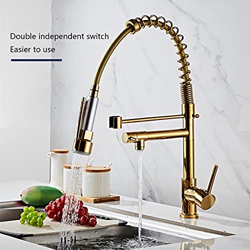 Mitigeur d'eau chaude et froide à 360° or extractible laiton - 4
