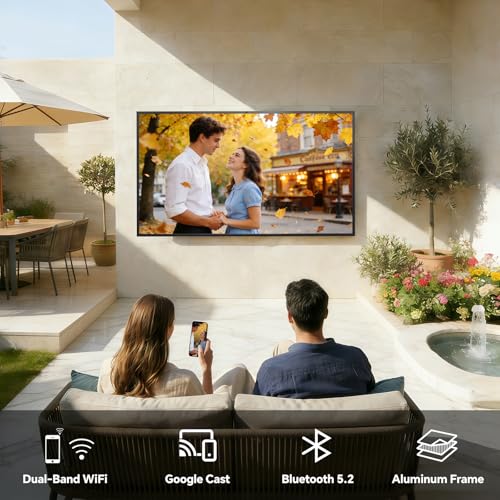 Image of 55 Inch Smart Outdoor TV, 1500 Nits Brightness | 4K UHD Smart Google TV, IP66 Waterproof Outdoor TV with Anti-Glare Screen & Voice Control Remote for Partial Sun (Outdoor & Indoor)