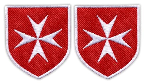 Lot de 2 écussons brodés en croix de Malte à coudre