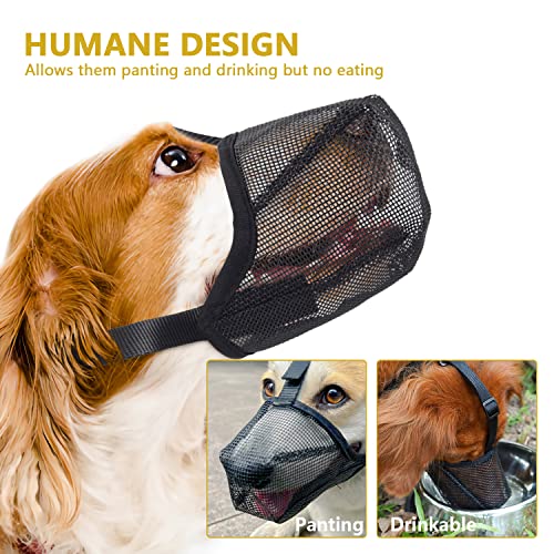 Soft Dog Muzzle For Large Medium Small Sized Dogs, Full-Covered Anti-Bite Air Mesh Muzzle With Adjustable Straps, Breathable Drinkable Prevent Biting Barking Chewing Licking-Black, L (10¼”-12¼”) #TOP6