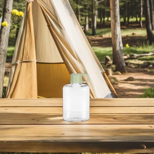 Botella de agua plana reutilizable de 360 ml, cantimplora portátil verde de camping 7