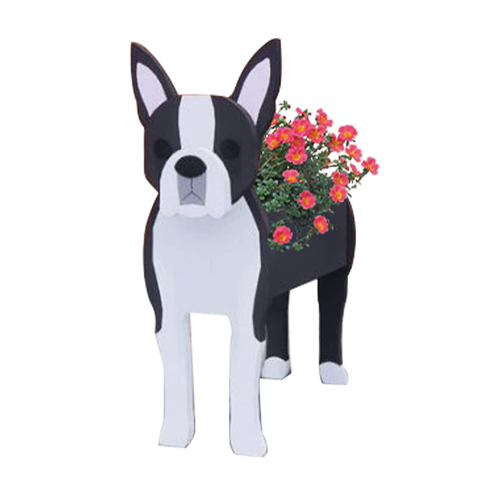 Libooi Women's Boston Terrier Dog Planter, Animal Flower Pot For Plants, Gifts Men Lovers, Handmade Storage Container Planters Garden Decoration Cactus Office Home, 27 X 17.5 Cm, Ukbt-221123Gw02-3-Wqw