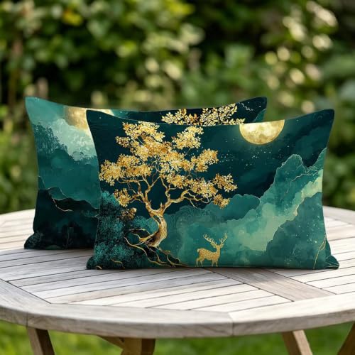 Housse de coussin extérieur imperméable 40x60 lot de 2 coussin turquoise