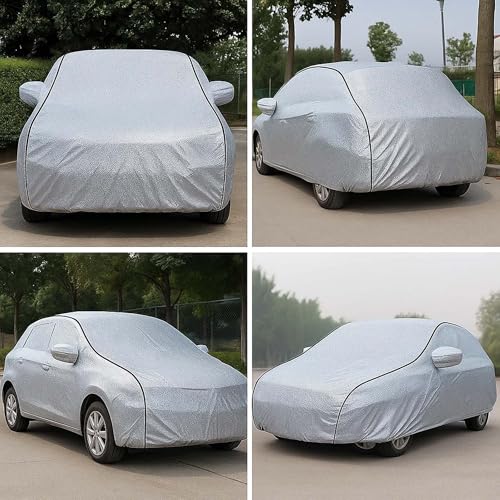 Image of Sulfar 100% Waterproof Car Body Cover Compatible with Mirror for Hyundai Aura (Triple Stitched, Full Bottom Elastic, Magic Silver with Black Piping)