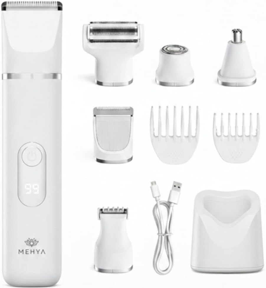 Nose Hair Trimmer for Women & Electric Razors for Women – 5-in-1 Waterproof Bikini Shaver, Cordless Electric Shaver with Ceramic Blades, USB-C Rechargeable Painless Hair Removal Kit, Travel Case