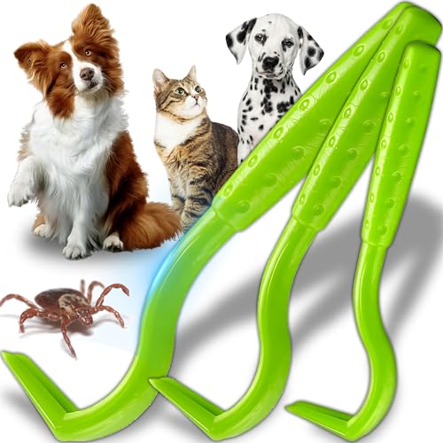Retoo Pinzas para Garrapatas 3 Piezas, Extractor de Garrapatas para Personas y Mascotas, Kit Antiparásitos Seguro sin Dolor, Plástico Resistente Portátil, Verde