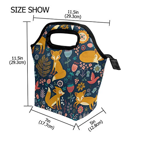 Naanle Cute Foxes Insulated Zipper Lunch Bag Cooler Tote Bag For Adult Teen Men Women, Animal Foxes Lunch Boxes Lunchboxes Meal Prep Handbag #TOP2