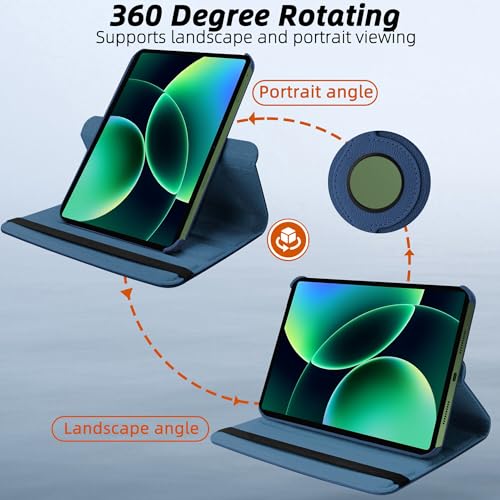 Image of TGK 360 Degree Rotating Flip Cover Case for Xiaomi Mi Pad 8 /8 Pro /Mi Pad 7 /7 Pro 11.2 inch Tablet (Dark Blue)