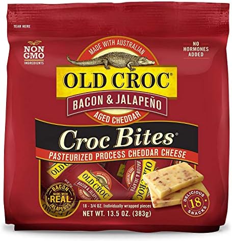 Old Croc Bacon & Jalapeno Aged Cheddar Cheese Croc Bites, 18 Count