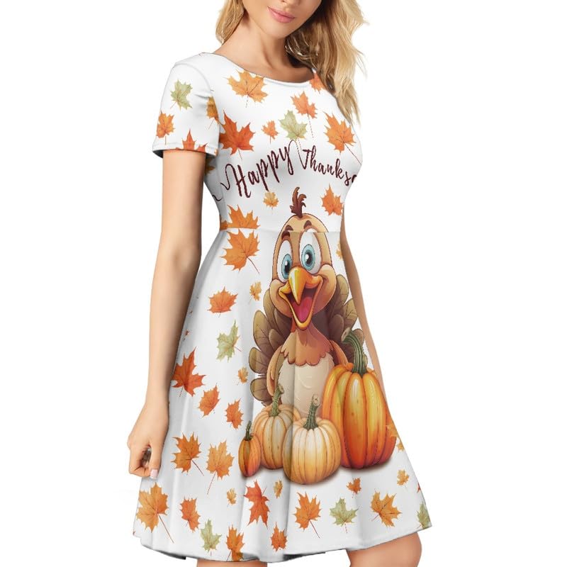 Image of Irisjudy T Shirt Dress for Women Short Sleeve Girls Short Sleeve Dress Plus Size, O Neck Knee Length Midi Dress for Ladies