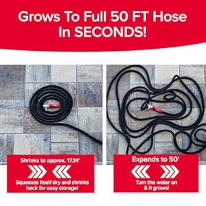 Pocket Hose Silver Bullet 20 Expandable Garden Hose 50 FT with Turbo Shot Nozzle AS SEEN ON TV Lead Free Solid Aluminum Connectors Easy OnOff Valve Kink Free Leak Proof