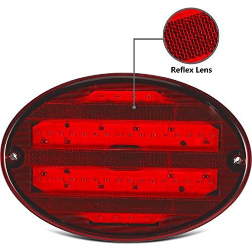 Partsam 2Pcs 8.5" Oval Led Tail Lights 40Led Red For Trailer Rv Motorhome Airstream Oval Led Stop Turn Tail Lights Surface Mount Taillights Replacement Lights Ip68 Submersible W/Mounting Gaskets #TOP1