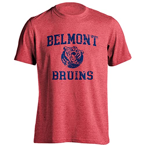 Sport Your Gear Belmont Bruins Officially Licensed Distressed Retro Short Sleeve T-Shirt Game Day Tee Spirit Wear Fan Gear Apparel - Red Heather, Large