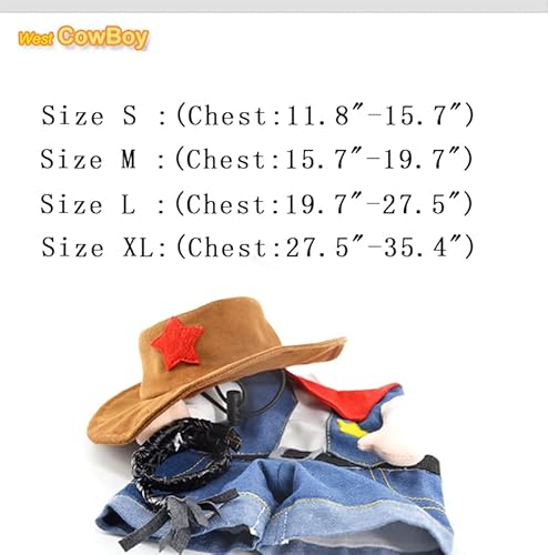 Vevins Pet Cowboy Costume With Hat Clothing For Small Dog Cat Halloween Party Apperal Size M #TOP1
