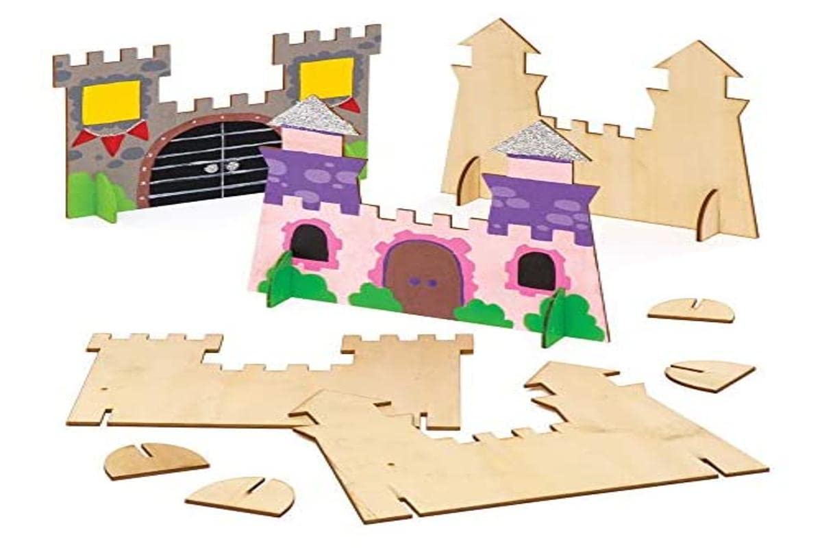 Baker Ross AW470 Wooden Stand-up Castles (Pack of 6)