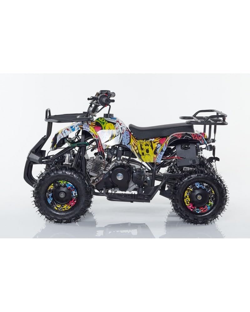 Mini Quad M7B 50cc a Benzina – Quad a Benzina per Bambini, Motore 4 Tempi, Ruote 6 Pollici, Avviamento Elettrico, Veicolo Off-Road per Prima Esperienza (Multicolore)