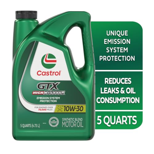 Image of Castrol GTX High Mileage 10W-30 Synthetic Blend Motor Oil, 5 Qt, Pack of 3