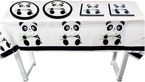 Miniatura 3 de 31 piezas de suministros de fiesta de panda, juego de vajilla desechable de panda con 10 platos de panda, 20 servilletas y 1 mantel para decoración