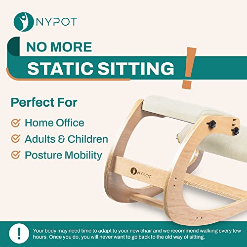 Nypot Ergonomic Kneeling Chair - Adjustable Height Rocking Knee Chair Posture Chair - Wooden Office Chair To Improve Posture - Desk Chair For Home Office Gift Woman - Angled Chair Ivory Kneeling Stool #TOP1
