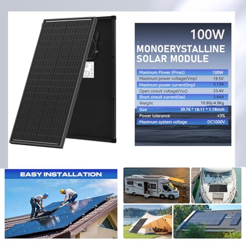 image for WERCHTAY 100 Watt Solar Panel Kit 100 Watt 12 Volt Monocrystalline Sol