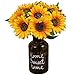Omygarden 10 ramos de girasoles artificiales, girasoles de seda falsa, decoración de boda de fiesta de oficina en casa, sin jarrón