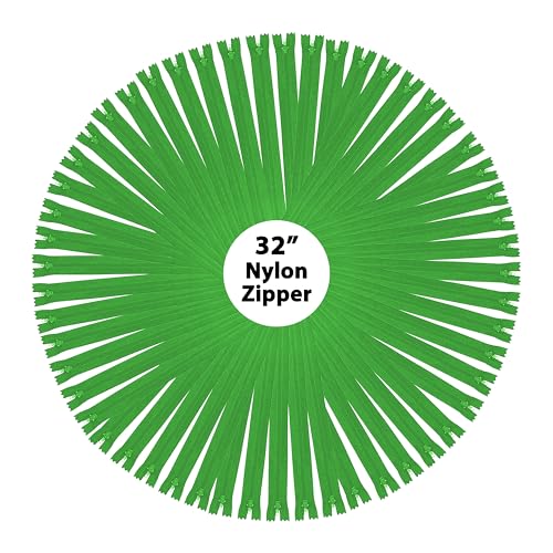 Mandala Crafts 40 PCs Green Closed-End 32 Inches Nylon Zippers for Sewing