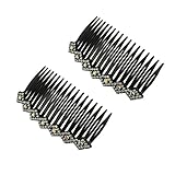 uxcell Women Lady Plastic Rhinestone Hair Comb Clip Slide Hairclip Silver Tone 2pcs