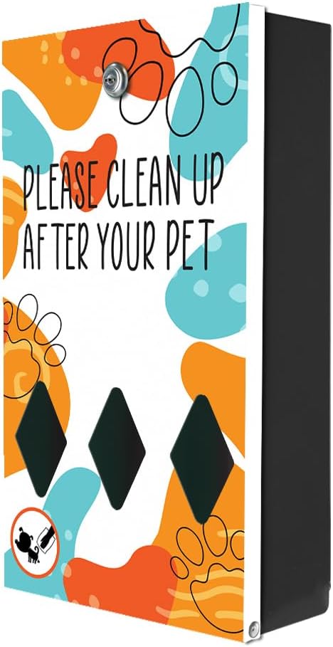 ZERO WASTE USA – NEW 2026 DISPENSE-ART™ UV Printed Aluminum 7' Dog Waste Station - No Trash Can – 25% More Storage & Enhanced UV Protection – Includes 400 Roll Bags – 10-Year Warranty (Abstract Paw)