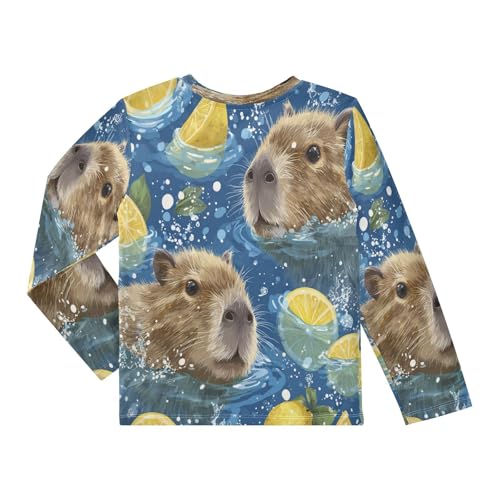 Capybaras with Lemon Boys Rash Guard Long Sleeve UPF 50+ Boys Swim Shirt Quick Dry Shirt for 3-12 Years2