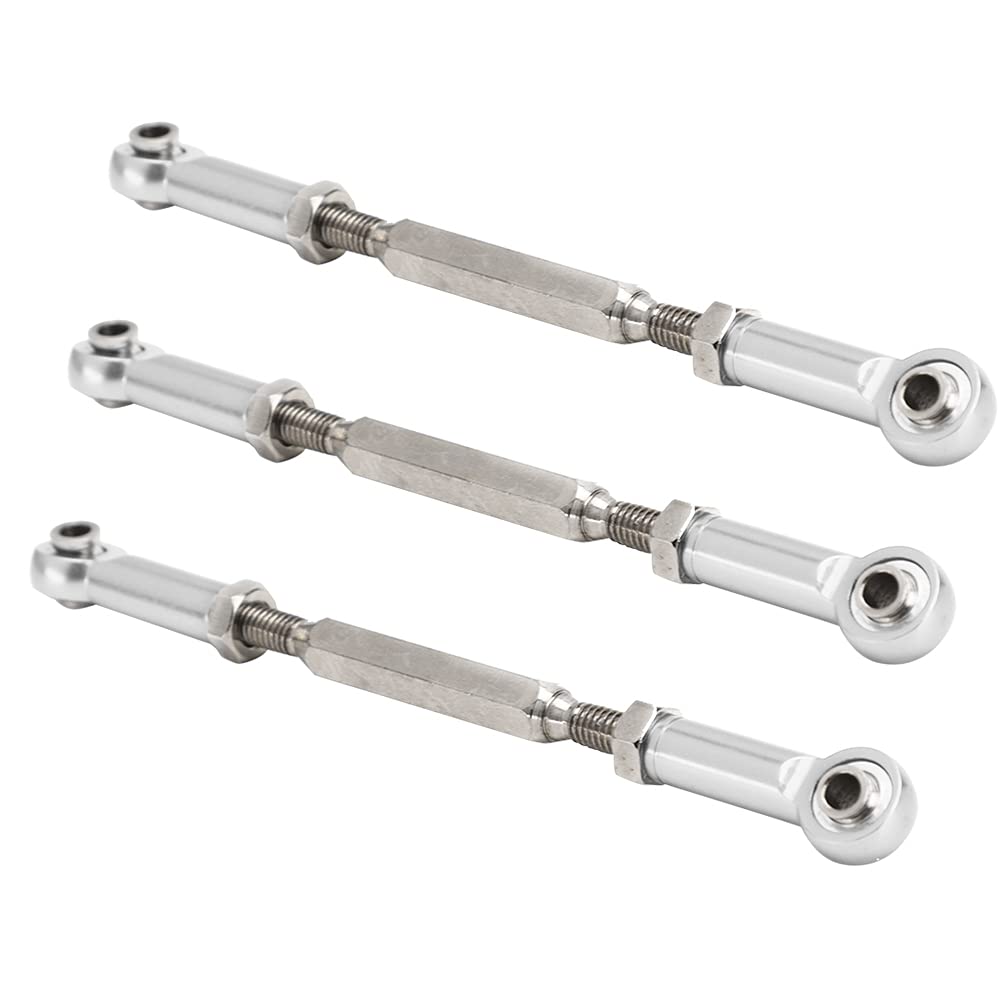 VGEBY 6Pcs RC Car Push Rod, 88mm Aluminum Alloy Adjustable Turnbuckle Rod Linkage Upgrade Part for RC Car (Silver) Rc Turnbuckle