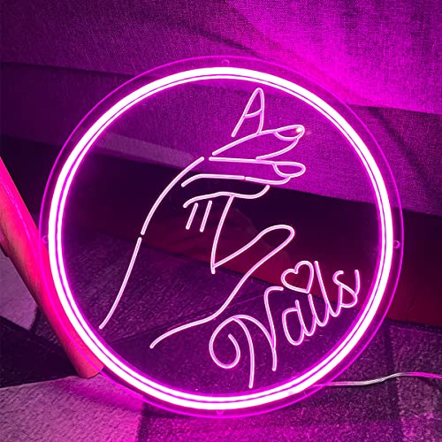 Image of NAILS Neon Sign For Spa Beauty Room Nail Brows Lashed Salon Studio 3D Art Carving Design LED Wall Decor Business Stores Logo Barber Shops Led Word Indoor Custom Neon Lights 5V USB Powered Pink 30x30cm