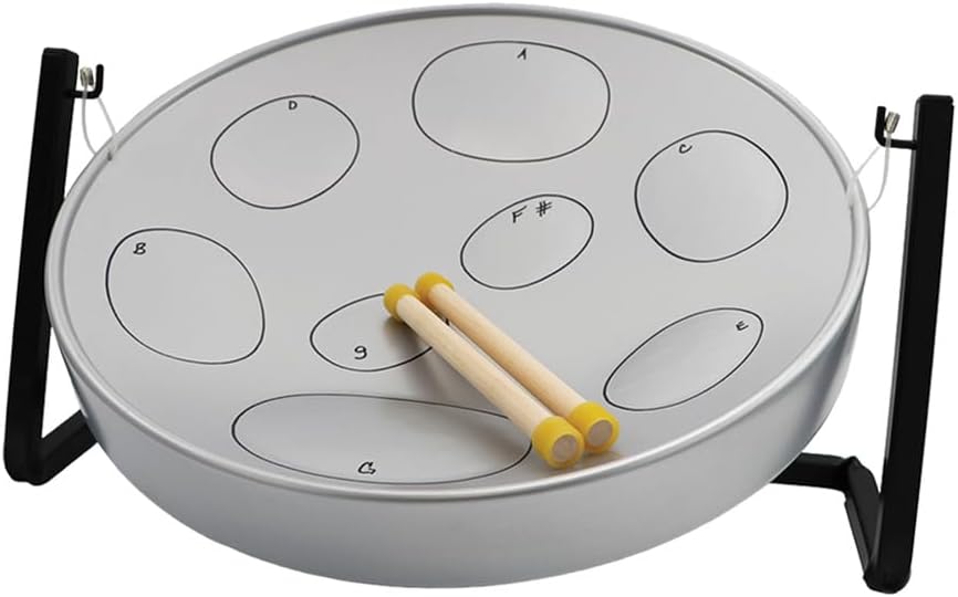 Panyard JJ Jumbie Jam Steel Ready to Play Kit-Silver G-Major with Table Top Stand-Made in USA (W1084)