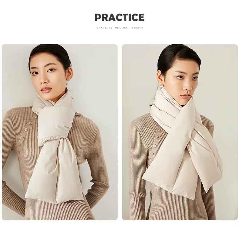Bufanda de plumón de pato blanco unisex estilo japonés para invierno 4
