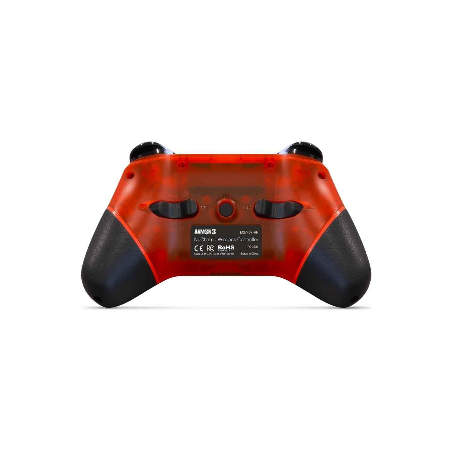 Back view of the Armor3 Nuchamp Wireless Game Controller, showing the remappable paddle buttons.